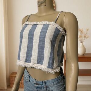 ILLA ILLA White and Blue Ruffled Crop Camisole